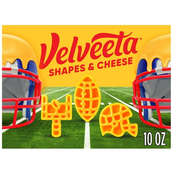 Velveeta Football Shapes and Cheese Mac and Cheese, 1 Box, for Easy Dinner or Dinner Sides, Made with Real Cheese, 10 oz