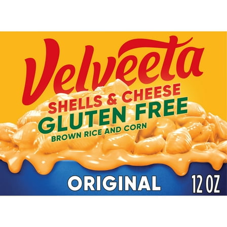 Velveeta Gluten Free Shells and Cheese Mac and Cheese, Brown Rice and Corn Pasta, 1 Box, for Easy Dinner or Dinner Sides, Original Flavor, Made with Real Cheese, 12 oz