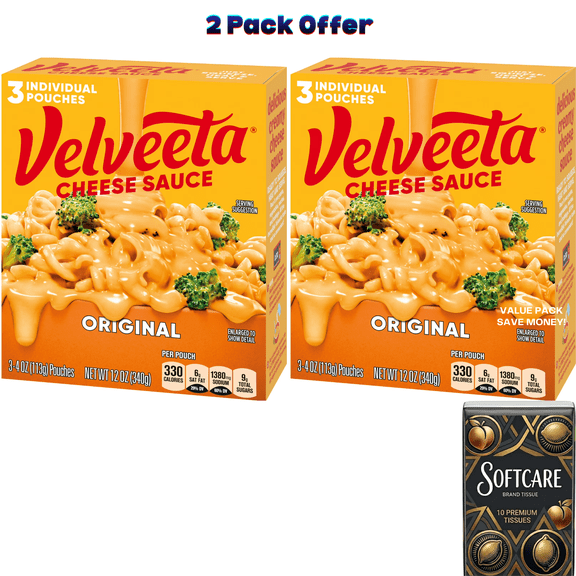 Velveeta Original Cheese Sauce Pouches, 3 Count Box with Pouches