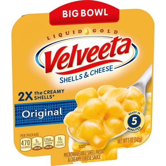 Velveeta Original Shells & Cheese, 5 Oz. Microwavable Bowl (Pack of 10)