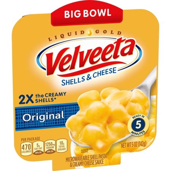 Velveeta Original Shells & Cheese, 5 Oz. Microwavable Bowl (Pack of 2)