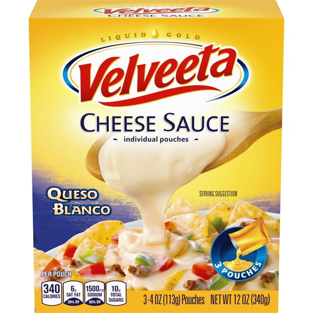 Velveeta Queso Blanco Melting Cheese Sauce Pouches, 3 ct Box, 4 oz Packets