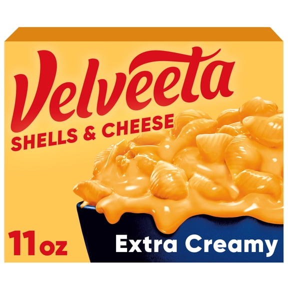 Velveeta Shells and Cheese Extra Creamy Mac and Cheese, 1 Box, for Easy Dinner or Dinner Sides, Extra Creamy, Made with Real Cheese, 11 oz