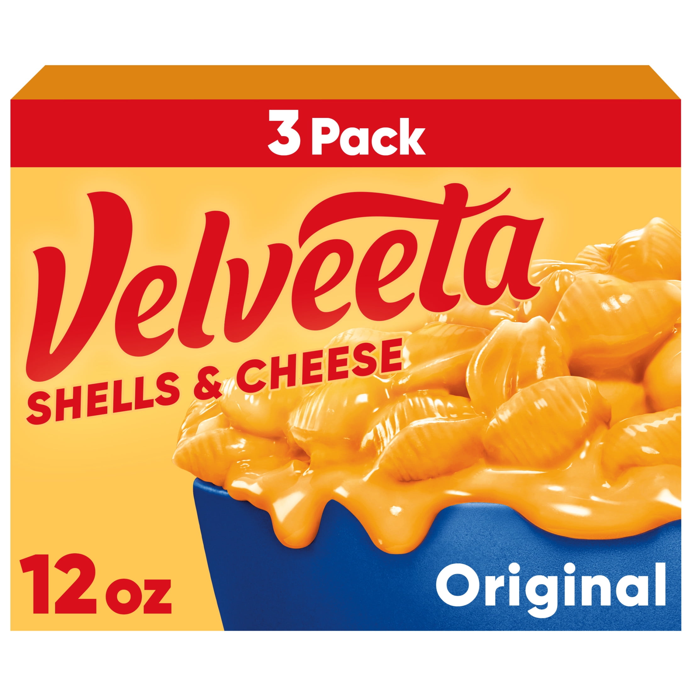 Velveeta Shells and Cheese Mac and Cheese, 3 Boxes, for Easy Dinner or Dinner Sides, Original Flavor, Made with Real Cheese, 12 oz