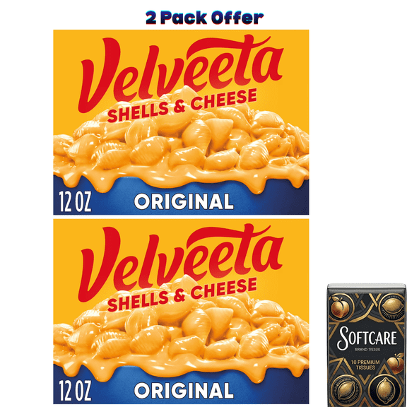 Velveeta Shells and Cheese Mac and Cheese, Box, for Easy Dinner or Dinner Sides, Original Flavor, Made with Real Cheese, 12 oz