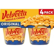 Velveeta Shells Mac N Cheese Easy Microwavable Dinner, 4 ct Pack, 2.39 oz Cups, Shelf-Stable