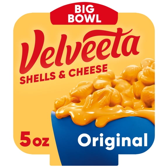 Velveeta Shells and Cheese Mac and Cheese, 1 Big Bowl, for Easy Dinner or Dinner Sides, Original Flavor with 2X the Creamy Shells, 5 oz