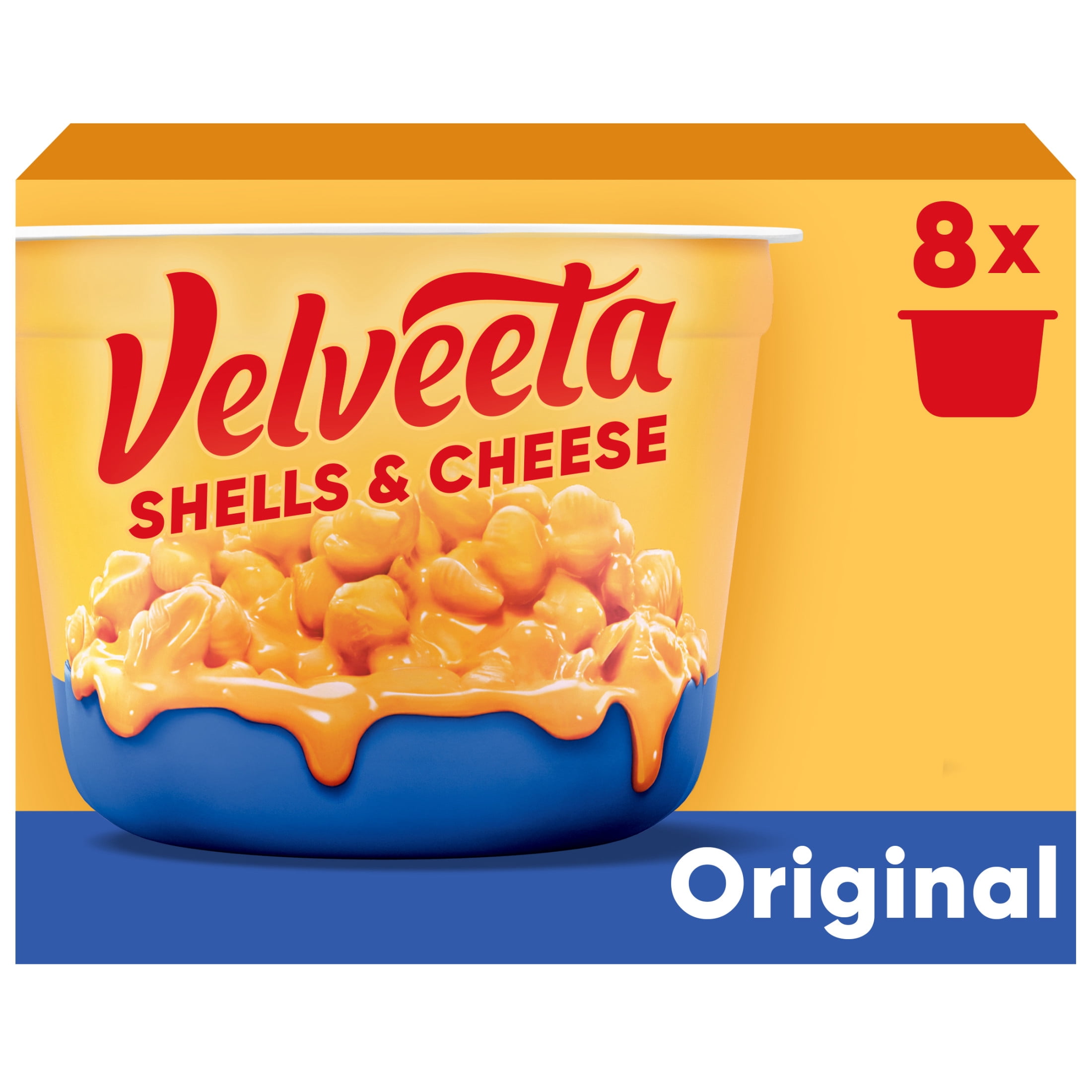 Velveeta Shells and Cheese Mac and Cheese, 8 Cups, for Easy Snacks or Dinner Sides, Original Flavor, 2.39 oz