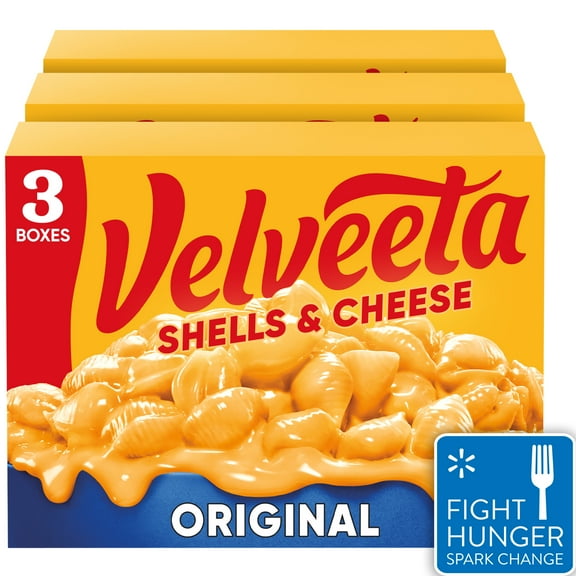 Velveeta Shells and Cheese Original Macaroni and Cheese Dinner, 3 ct Pack, 12 oz Boxes