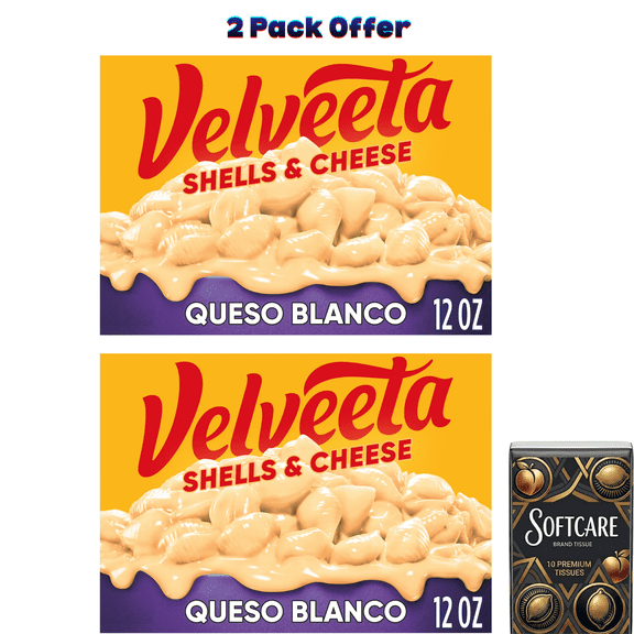 Velveeta Shells and Cheese Queso Blanco Mac and Cheese, 1 for Easy Dinner or Dinner Sides, Made with Real Cheese, 12 oz