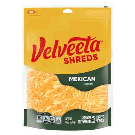 Velveeta Shreds Mexican Style Cheddar Blend Shredded Cheese, 8 oz Bag