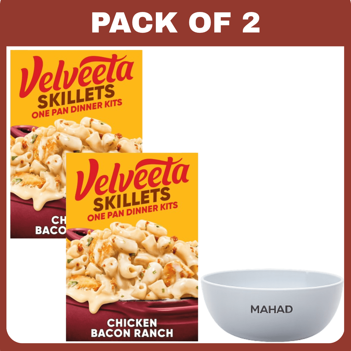 Velveeta Skillets Chicken Pasta Dinner Kit with Bacon & Ranch, 11.5 oz Box-2 pack-with Bowel by Mahad