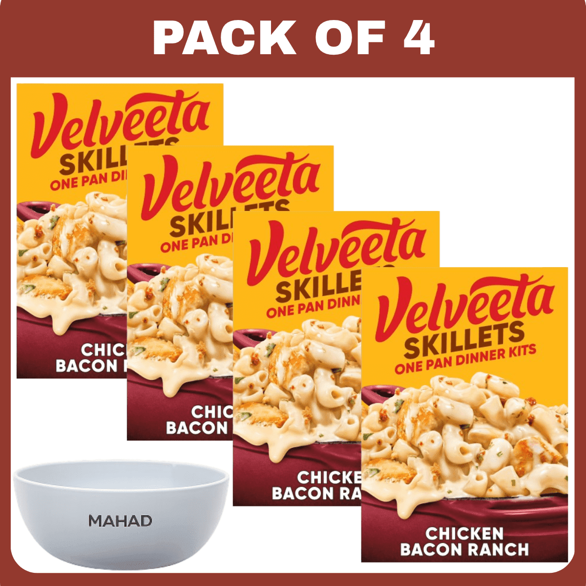 Velveeta Skillets Chicken Pasta Dinner Kit with Bacon & Ranch, 11.5 oz Box-4 pack -with Bowl