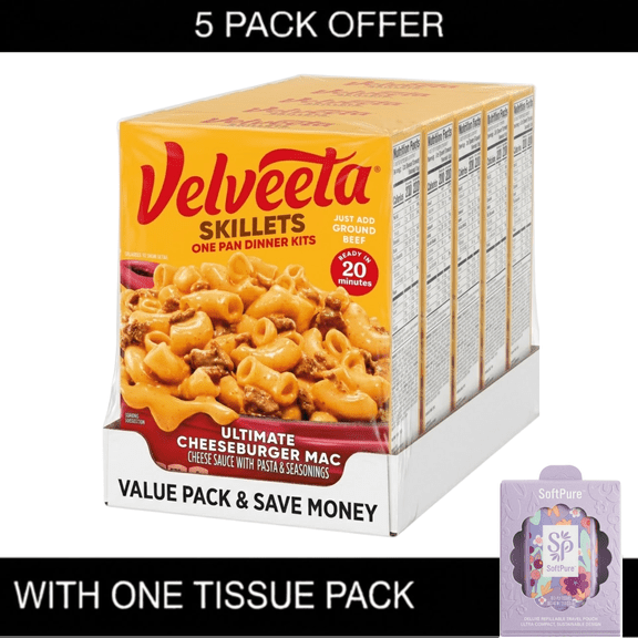 Velveeta Skillets Ultimate Cheeseburger Mac One Pan Dinner Kit, 12.8 oz Boxes