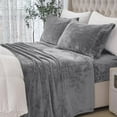thumbnail image 1 of Velvel Fleece Soft 4 Pieces Bed Sheet Set - Full, Gray, 1 of 5