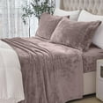 thumbnail image 1 of Velvel Fleece Soft 4 Pieces Bed Sheet Set - King, Taupe, 1 of 5