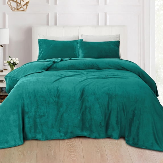 Velvel Fleece Soft 4 Pieces Bed Sheet Set - Twin XL, Turquoise