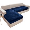 thumbnail image 1 of Velvet 1 2 3 Cushion Couch Cushion Cover for L-Shaped Sofa Chaise Longue Sofa Slipcover, Stretch Sofa Cover Non-slip Soft Furniture Protector -Navy-Loveseat, 1 of 6