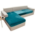 thumbnail image 1 of Velvet 1 2 3 Cushion Couch Cushion Cover for L-Shaped Sofa Chaise Longue Sofa Slipcover, Stretch Sofa Cover Non-slip Soft Furniture Protector -blue-Loveseat, 1 of 6