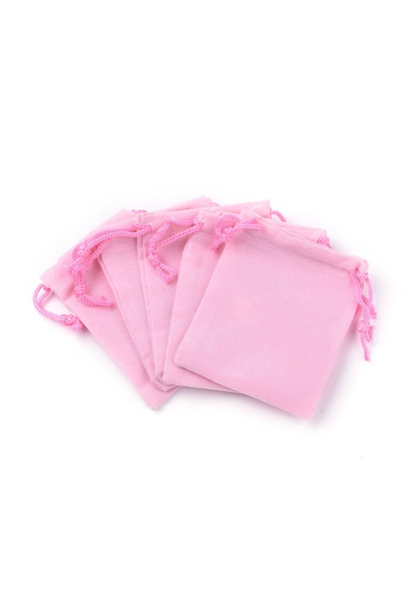 Velvet 100 pc Velvet Cloth Drawstring Bags Jewelry Bags Christmas Party Wedding Candy Gift Bags Hot Pink 9x7cm