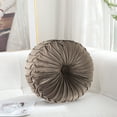 thumbnail image 1 of Velvet 15-Inch Round Decorative Pillow for Couch Décor (Grey), 1 of 6