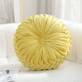 thumbnail image 1 of Velvet 15-Inch Round Decorative Pillow for Couch Décor (Light Yellow), 1 of 7