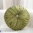 thumbnail image 1 of Velvet 15-Inch Round Decorative Pillow for Couch Décor (Sage Green), 1 of 6