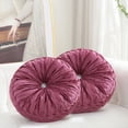 thumbnail image 1 of Velvet Pleated 15-Inch Round Throw Pillow for Home Couch Decorative (Purple, Set of 2), 1 of 6