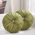 thumbnail image 1 of Velvet 15-Inch Round Throw Pillow Sage Green for Couch Decor (Set of 2), 1 of 6