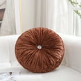 thumbnail image 1 of Velvet 15-Inch Round Throw Pillow for Home Couch Decorative (Coffee), 1 of 7