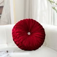 thumbnail image 1 of Velvet 15-Inch Round Throw Pillow for Home Couch Decorative (Red), 1 of 7