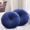 thumbnail image 1 of Velvet 18-Inch Round Throw Pillow for Home Decorative Couch, Navy (Set of 2), 1 of 6