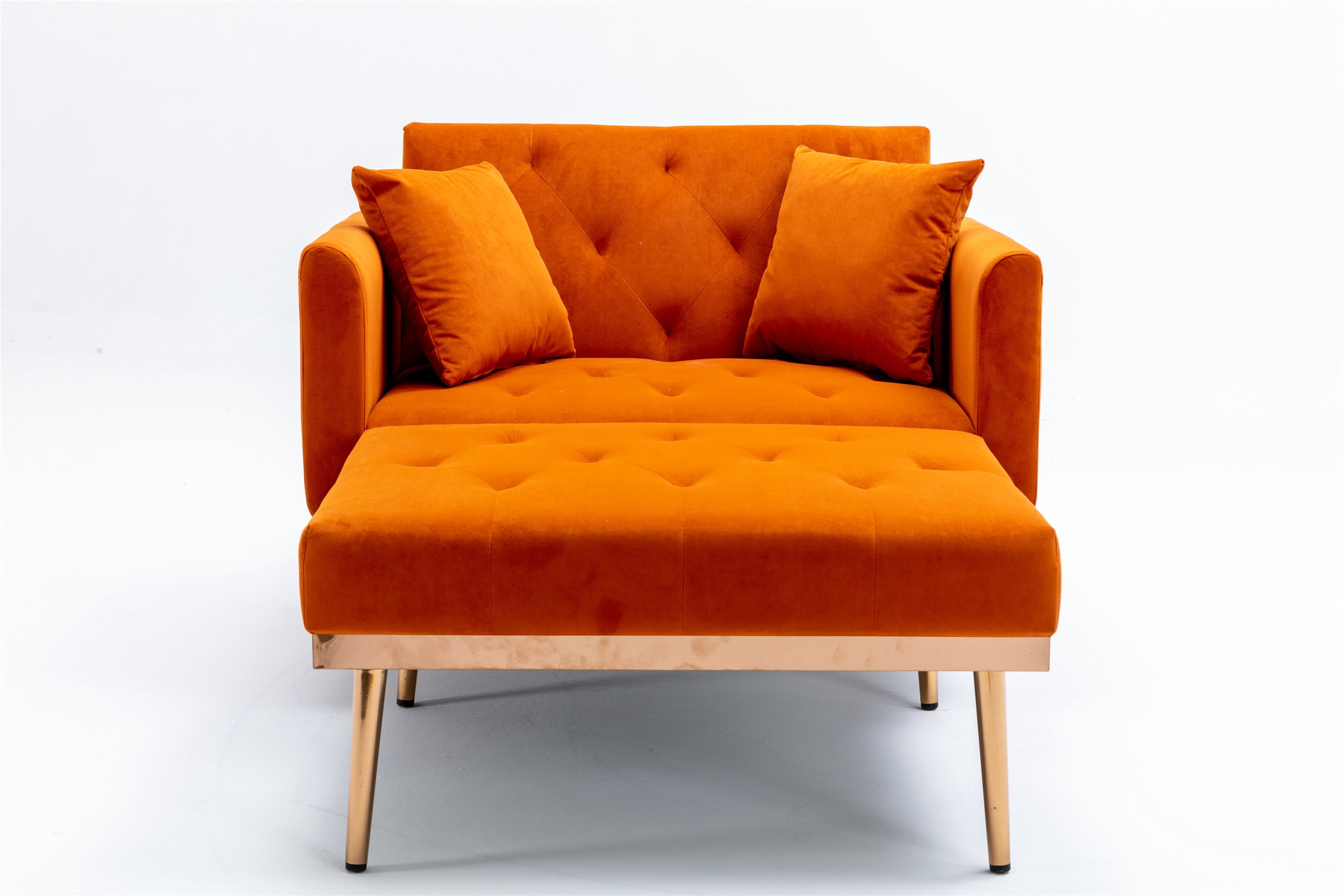 Velvet 2 in 1 Chaise Lounge Chair Indoor, Modern Sofa Bed with Two ...