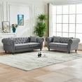thumbnail image 1 of Velvet 2-Piece Living Room Set, 3-Seater Chesterfield Sofa and Loveseat with Roll Armrest & Nailhead, Modern 5-Seater Tufted Cloud Couch for Living Room, Gray, 1 of 8