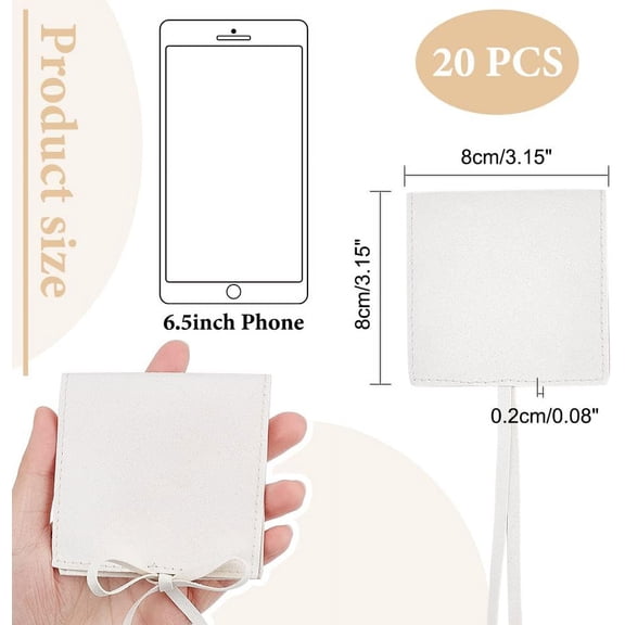 Velvet 20 Pcs Microfiber Jewelry Pouch 3.1x3.1 Inch Bracelets Necklace Earrings Rings Packaging Bag Bow Tie Microfiber Jewelry Pouch with Strings for Wedding Candy Gift Storage Gray