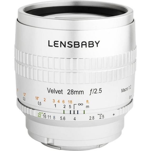 Lensbaby Velvet 28 28mm f/2.5 Lens for Micro Four Thirds, Silver