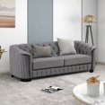 thumbnail image 1 of Velvet 3 Seater Couch, 82"D Wide Mid-Century Modern Sofa Velvet Tufted Upholstered Velvet 3 Seater Sofa with Solid wood Leg, 3 Seater Sofa Comfy Couch Sofa for Living room (Gray), 1 of 7
