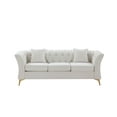 thumbnail image 1 of Velvet 3 Seater Sofa, Modern Chesterfield Sofa with Scroll Arms and Gold Metal Legs, Upholstered Accent Sofa with Tufted Back Couches, Comfy Arm Sofa for Living Room, Office, Apartment, Beige, 1 of 6