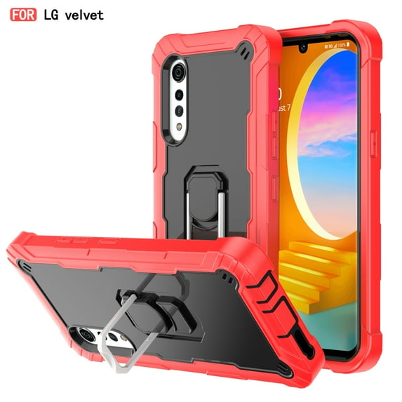 Velvet 5G Case 6.8" - Heavy Duty Protective Hybrid Rugged Kickstand Shockproof Case Protective Cover with Ring Holder Case for LG Velvet 5G 2020 LM-G900, K