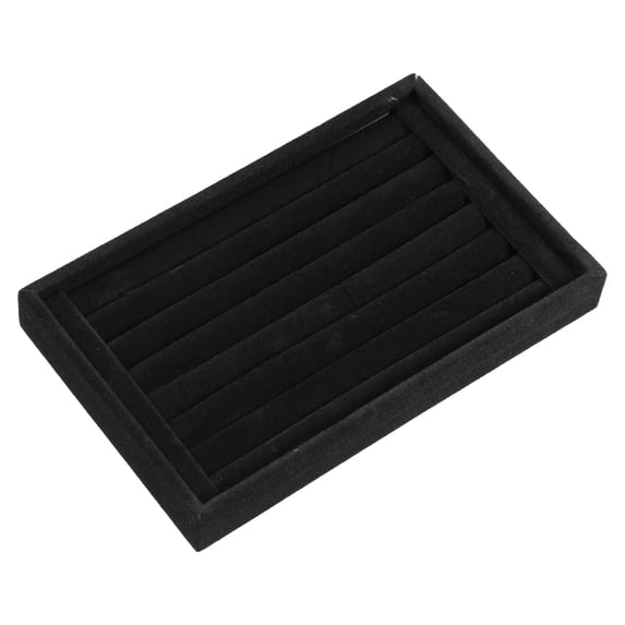 Velvet 7 Slots Jewelry Trays Stackable Tray Box Showcase for Rings Earrings Studs Black
