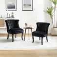 thumbnail image 1 of Velvet Accent Armless Chair Set of 2 Upholstered Tufted Wingback Chair Button Single Sofa Home Bedroom Black, 1 of 12
