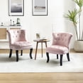 thumbnail image 1 of Velvet Accent Armless Chair Set of 2 Upholstered Tufted Wingback Chair Home Bedroom Pink, 1 of 10