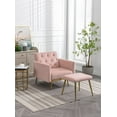 thumbnail image 1 of Velvet Accent Chair with Adjustable Armrests and Backrest, Button Tufted Lounge Chair with Ottoman, Single Recliner Armchair for Living Room Bedroom Office,Pink, 1 of 7