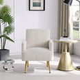 thumbnail image 1 of Velvet Accent Chair with Arms,Modern Tufted Single Sofa Chair with Gold Metal Legs,Upholstered Lounge Armchair Vanity Chair,Comfy Reading Chair Club Chair for Living Room Bedroom Office,Beige, 1 of 8