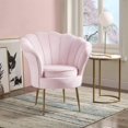 thumbnail image 1 of Velvet Accent Chair, Living Room Chair Vanity Chair, Modern Velvet Barrel Chair with Metal Legs, Comfy Accent Armchair Club Chair, Scalloped Back Barrel Accent Chair, for Living Room, Pink, 1 of 6