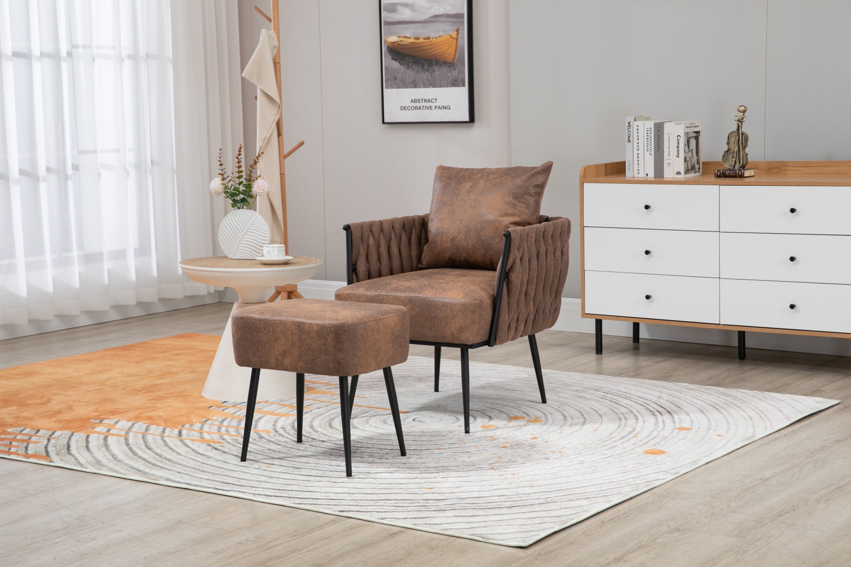 Velvet Accent Chair with Metal Frame and Ergonomic High Back,