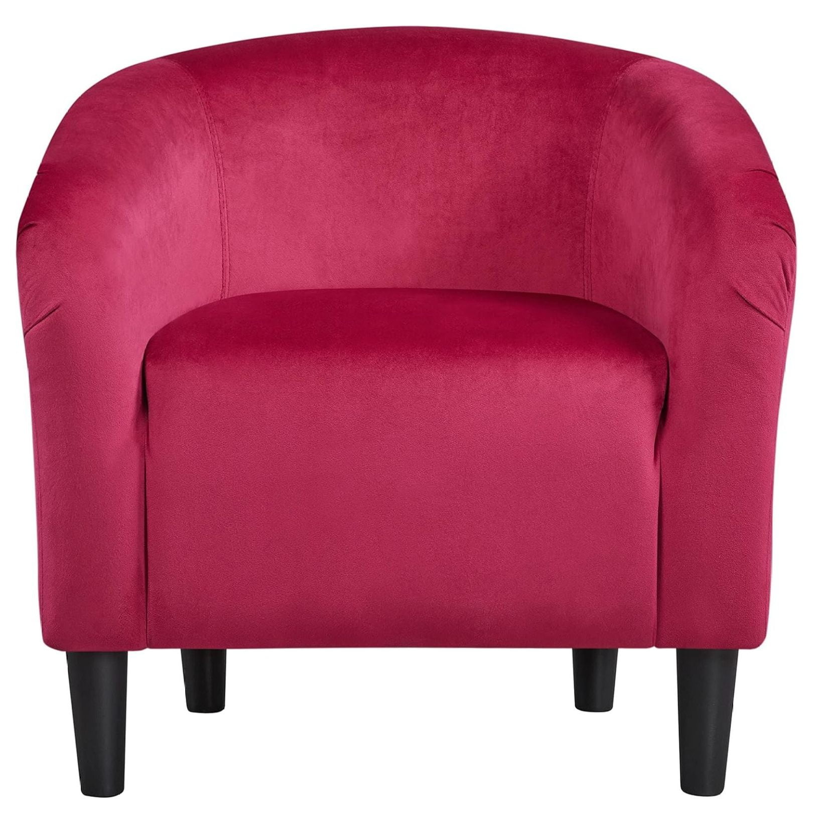 Rose Red Velvet Barrel Accent Chair with Manufactured Wood Frame
