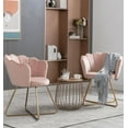 thumbnail image 1 of Velvet Accent Chair Modern Lotus Single Sofa Set of 2 Conversation Lounge Chair with Iron Metal Gold Plated Legs, Modern Small Apartment Furniture Couch for Office, Lounge, Living Room, Pink, 1 of 7