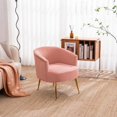 thumbnail image 1 of Velvet Accent Chair, Modern Tufted Upholstered Armchair Lounge Chair Tub Chair with Curved Backrest and Golden Metal Legs, Comfy Single Sofa Chair Reading Chair for Living Room Bedroom, Pink, 1 of 7