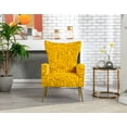thumbnail image 1 of Velvet Accent Chair, Modern Upholstered Armchair with Arms and High Back, Comfy Leisure Single Sofa Chair with Golden Metal Legs for Living Room Bedroom, Yellow, 1 of 7